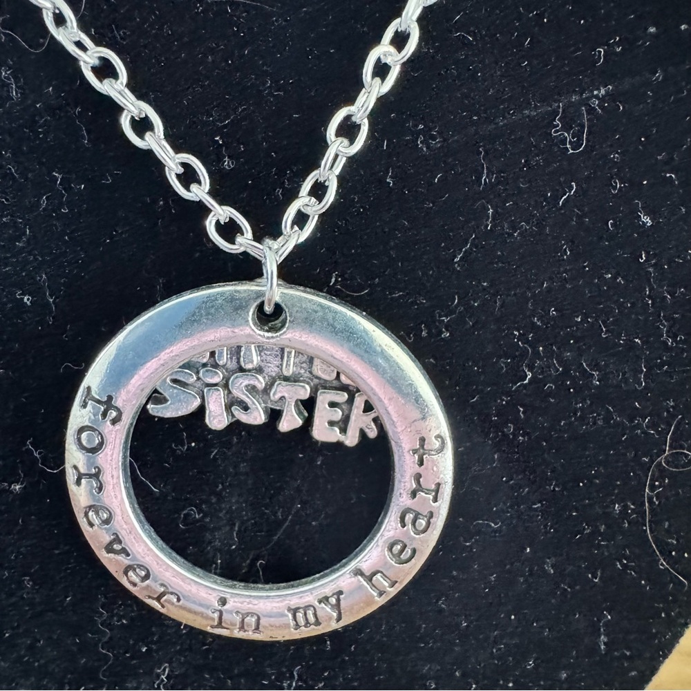 Silver 'Forever in My Heart' Little Sister Necklace
